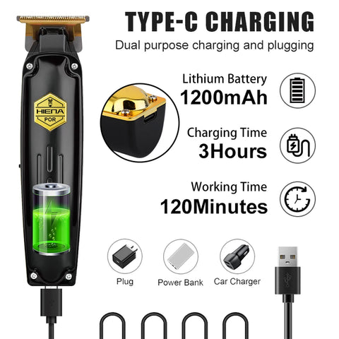 HIENA Hair Cutting Machine USB Rechargeable Hair Clippers for Men Set for Barber Men Trimmers Ideal for Home Electric Shaver