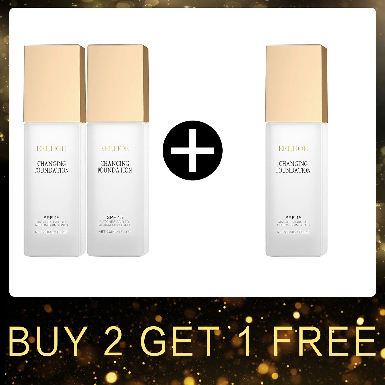 EELHOE Colour Change Foundation Spf 15 Oil Control Waterproof Sweatproof Matte Moisturizing Face Makeup Full Coverage Foundation