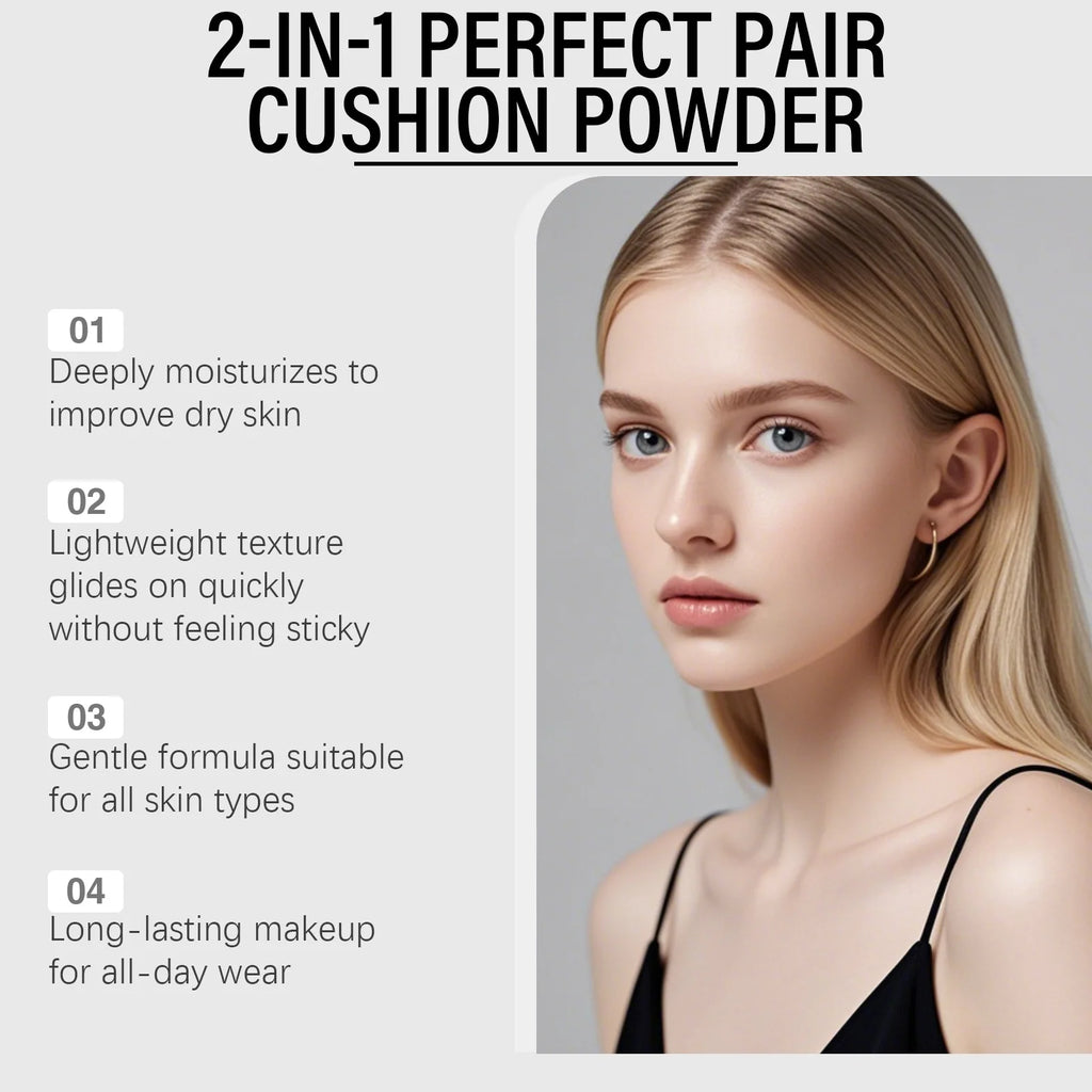 Zephoco 2 in 1 Pressed Powder Cushion Foundation Oil Control Matte Loose Setting Powder Deep Hydration Face Cushion Foundation