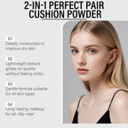 Zephoco 2 in 1 Pressed Powder Cushion Foundation Oil Control Matte Loose Setting Powder Deep Hydration Face Cushion Foundation
