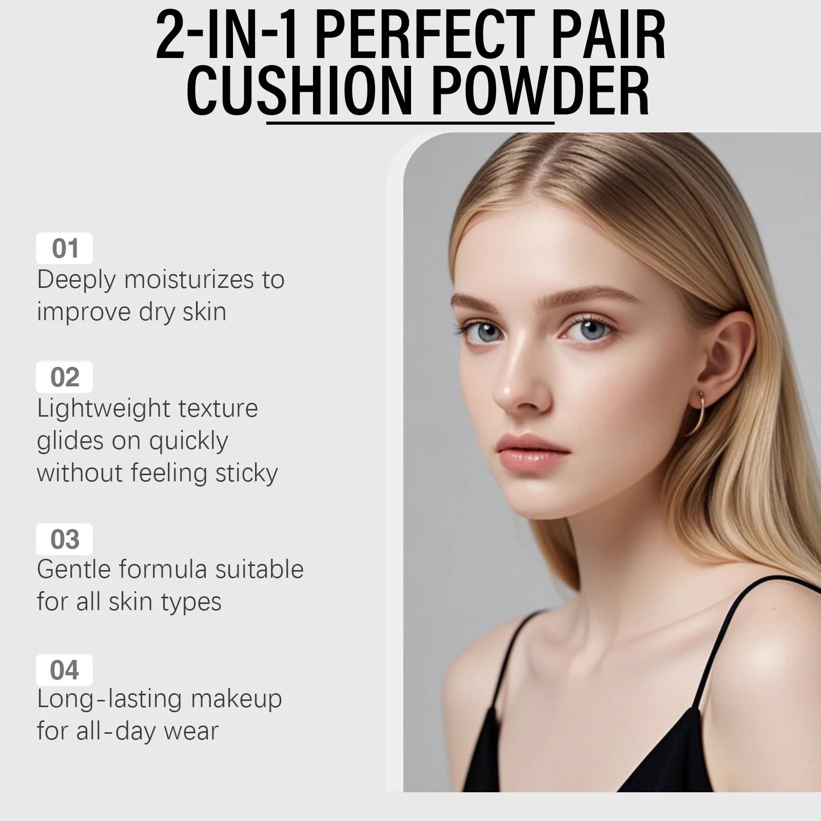 Zephoco 2 in 1 Pressed Powder Cushion Foundation Oil Control Matte Loose Setting Powder Deep Hydration Face Cushion Foundation