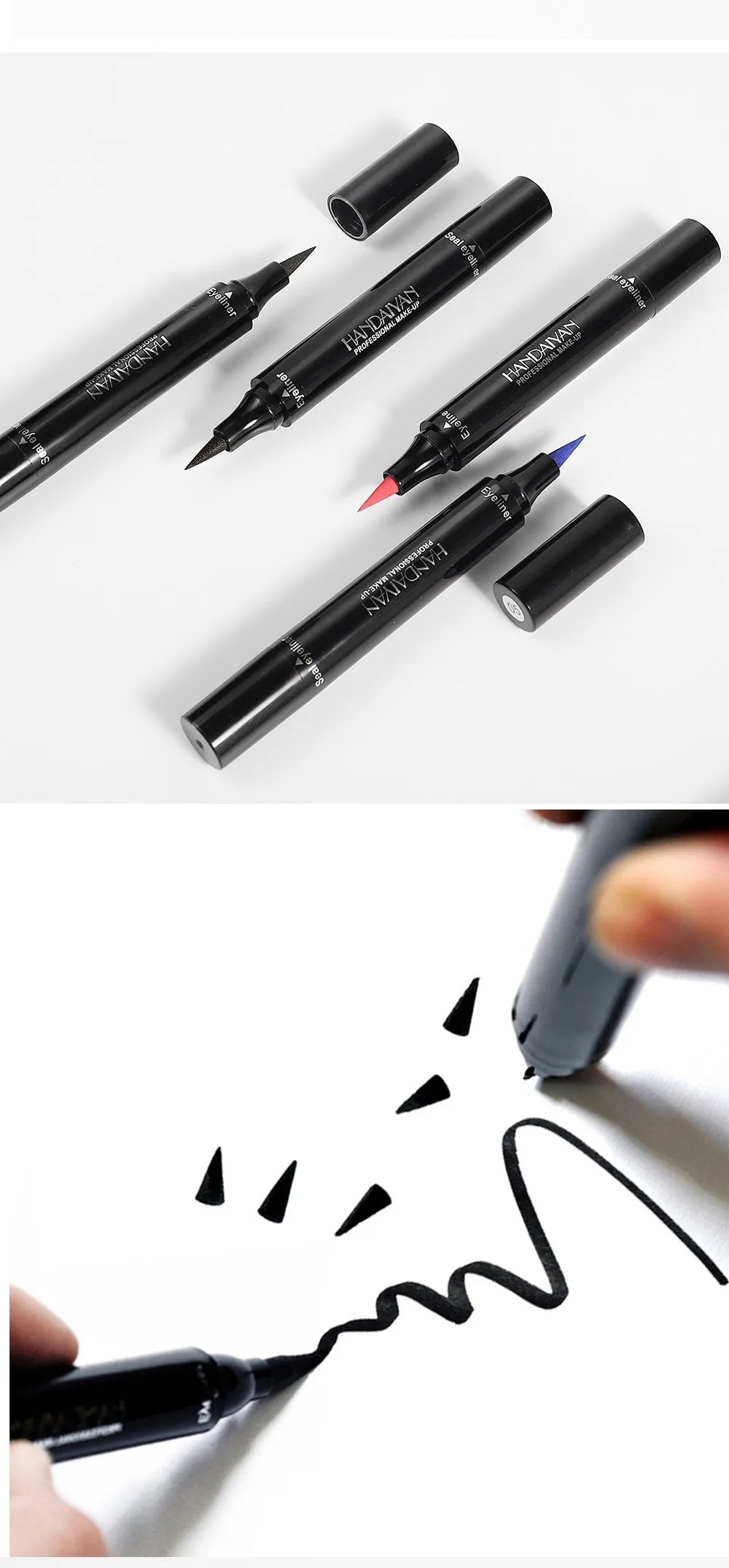 Colorful Eyeliner Stamp Triangle Dual-ended Liquid Eyeliner Waterproof Sweat-proof Quick Dry Eyeliner Makeup Seal Tool Cosmetics