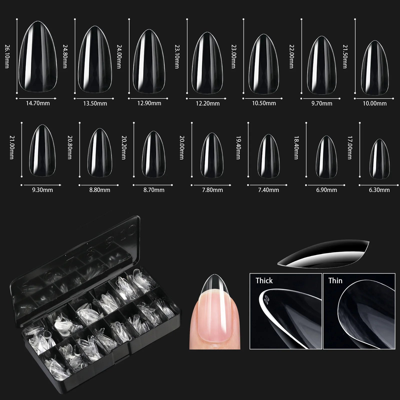 250/500/600pcs Soft Gel False Tips Natural Sculpted Ballet Coffin Almond Fake Nails Full Cover Press On Nails DIY Nail Supplies