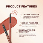 2pcs Lipstick Lipliner Pen Set Matte Waterproof Lip Liner Pencil Contour Makeup Sexy Red Lip Stick Long Lasting Cosmetics Beauty