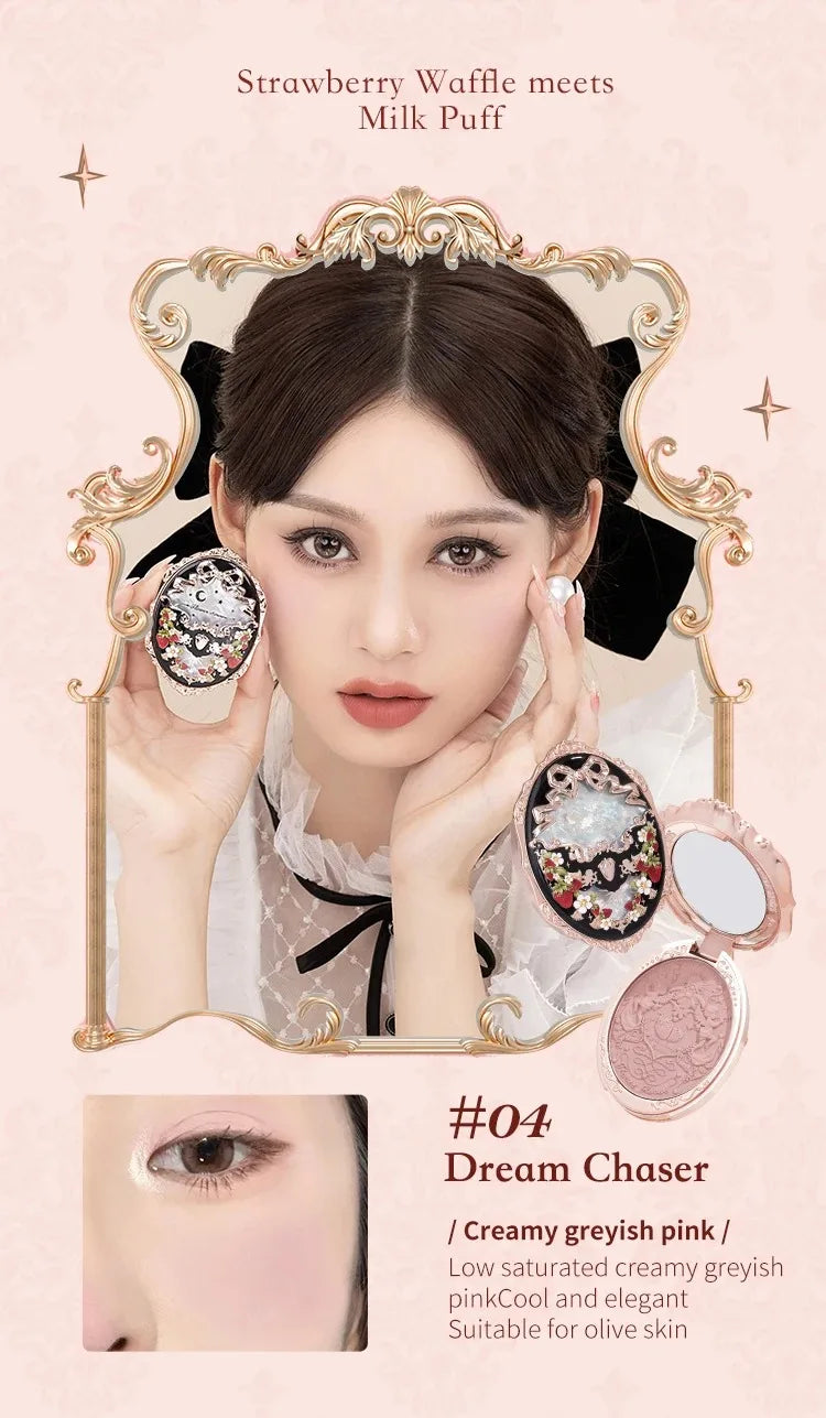 Flower Knows Strawberry Rococo Series Embossed Blush Fine Powder Makeup Smooth Long-Lasting Blusher Face Enhancing Makeup Color