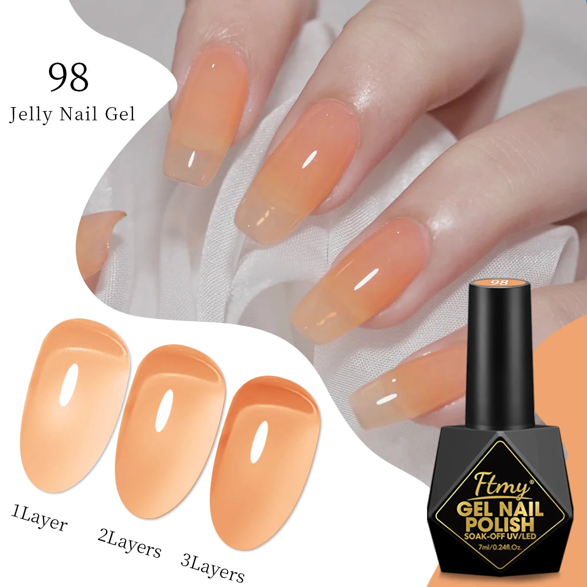 FTMY 7ML Jelly Gel Nail Polish Candy Color Gel Polish Long Lasting Nail Gel For Nail Salon - Multicolor Optional