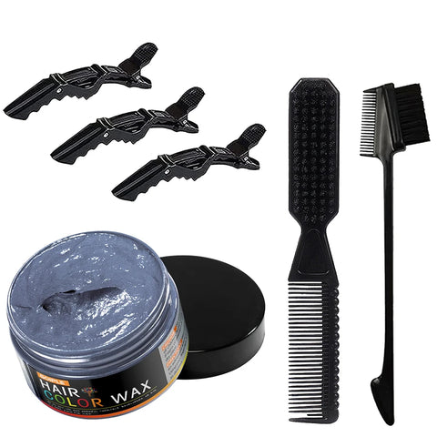 Hair Color Wax Unisex Long Lasting Dye Cream Temporary Coloring Styling Pomade Gel with Brush Comb Dye Molding Paste 11 Colors