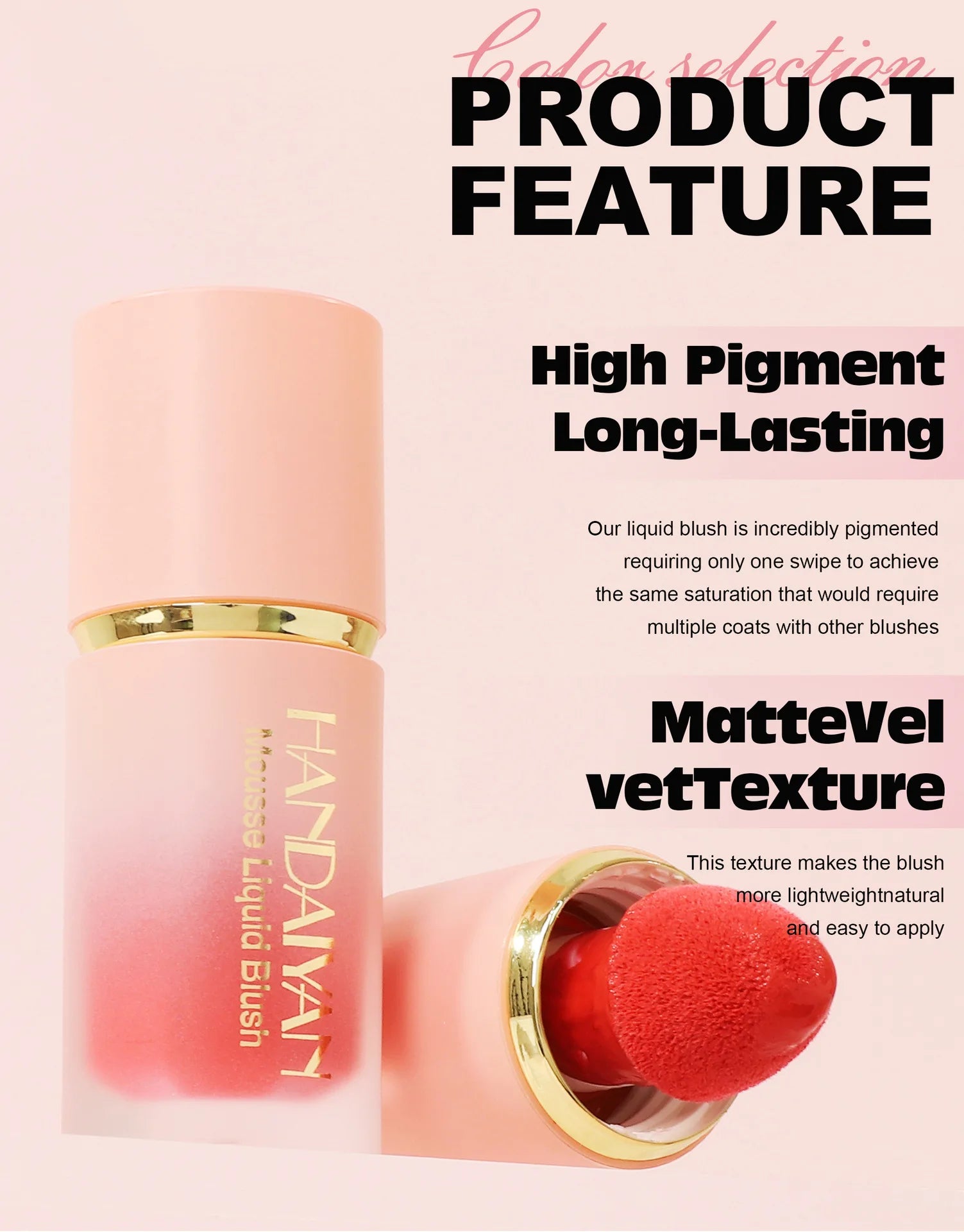 HANDAIYAN Liquid Blush Facial Matte Makeup Lasting Easy to Color Make Up Blusher With Sponge Brush Tip Velvet Rouge Cosmetics