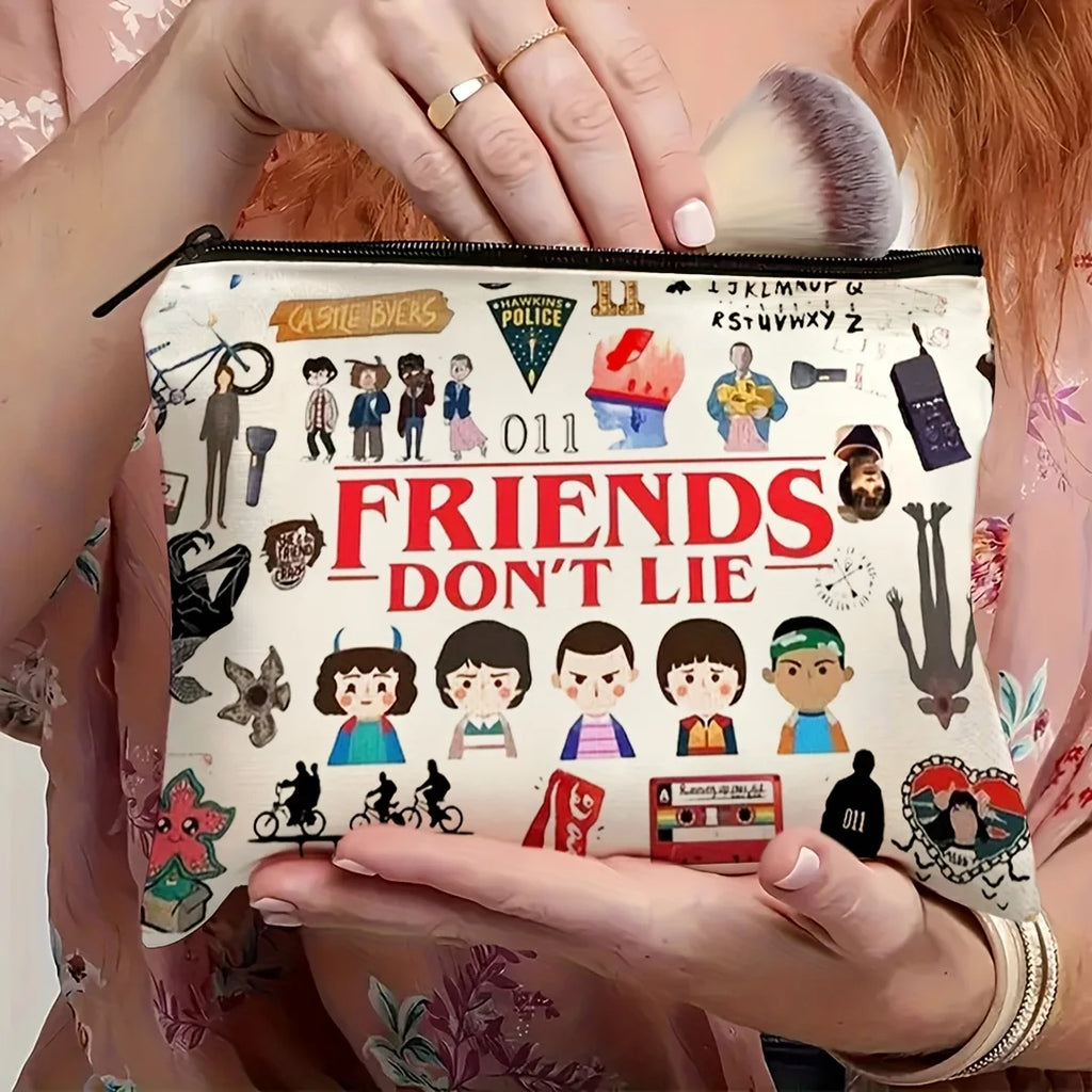 A TV Program Makeup Bag -Cute Multifunctional Zipper Bag for Women, Jewelry Storage Bag, Perfect Travel Zipper Small Storage Bag