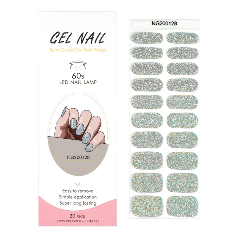Leopard Semi-Cured Gel Nail Strips Simple Transparent Color Adhesive Long Lasting Gel Nail Stickers Harden In UV Lamp Need