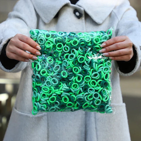 50Pcs/bag Colorful Basic Nylon Ealstic Hair Ties for Girls Ponytail Hold Scrunchie Rubber Band Kid Fashion Hair Accessories