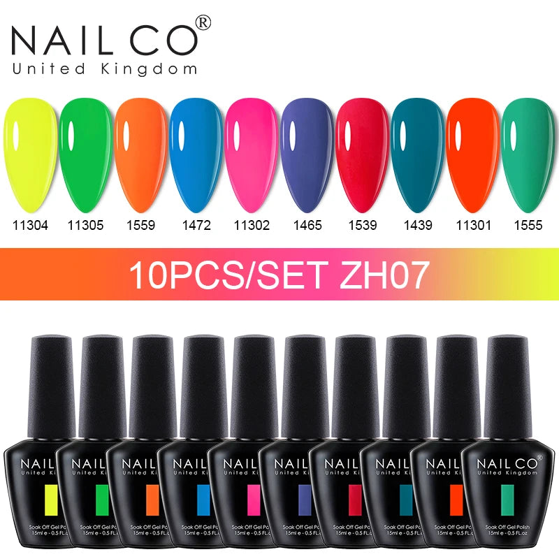 NAILCO 15ml 10pcs/Set Nude Colors Gel Nail Polish UV Gel Nail Polish Pink Nail Lakiery Esmalte Top Base Nail Art Design Vernis