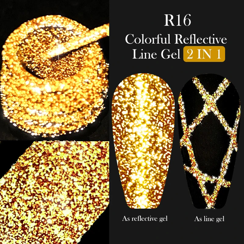 LILYCUTE 5ML Metallic Painting Liner Gel Nail Polish Super Bright Gold Silver Mirror Drawing Gel Semi Permanent Line French Nail