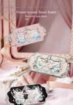 Flower Knows black Swan Ballet Eyeshadow Palette Matte Fine Shimmer Pearl Face Palette 6 Colour Glitter Eye Shadow