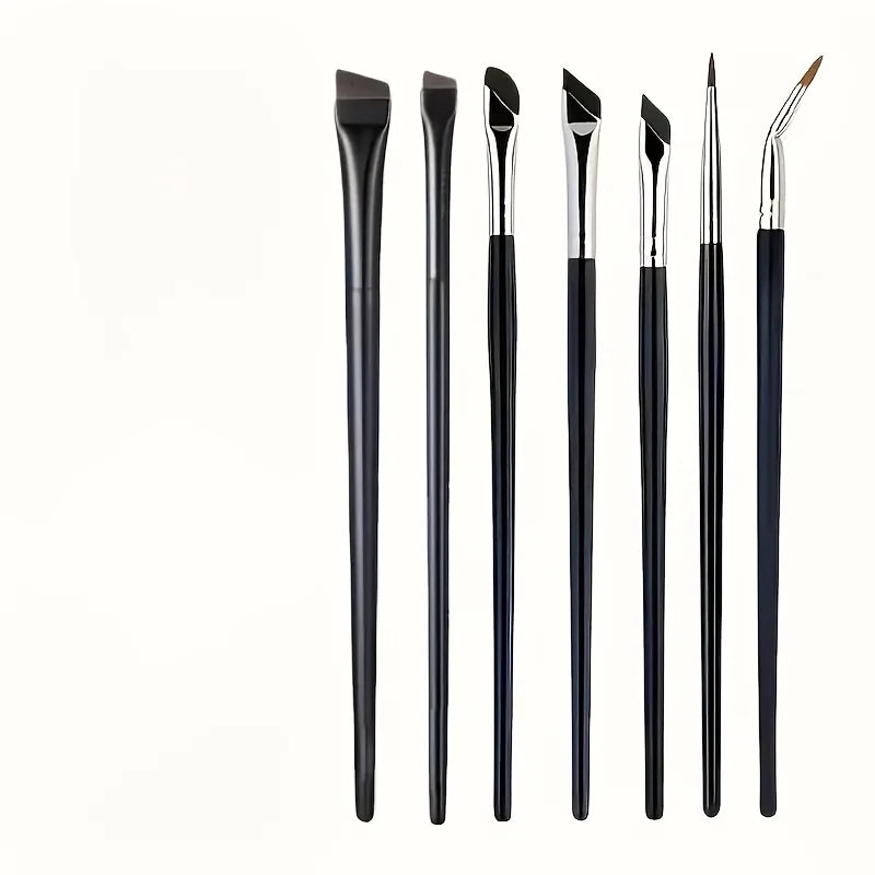 7 combination precision detail makeup brushes, eyeliner and eyebrow brush sets, with ultra-thin eyebrow and lower eyelid brushes