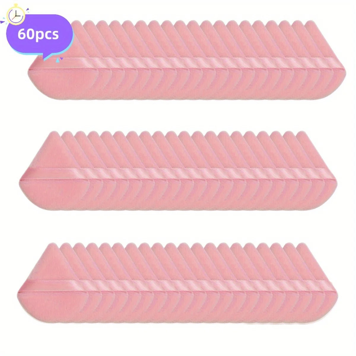 60Pcs Velour Powder Puff Set - Triangle Face/Body Blenders for Loose Powder & Foundation| Ultra Contour Sponges for Eyes/Corners