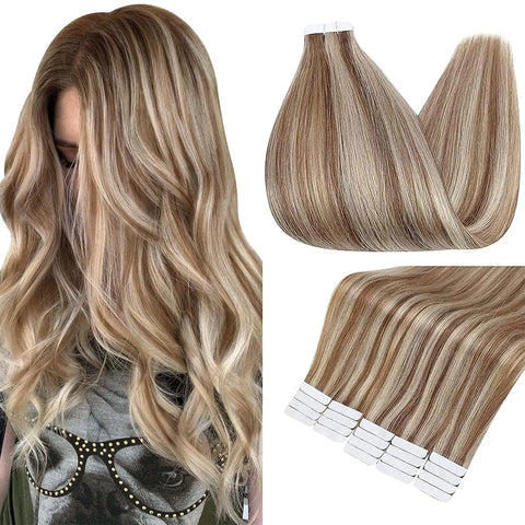 Full Shine Tape In 100% Remy Human Hair Straight Double Sided Blonde Comfortable Silky Natural Tape ins For Women
