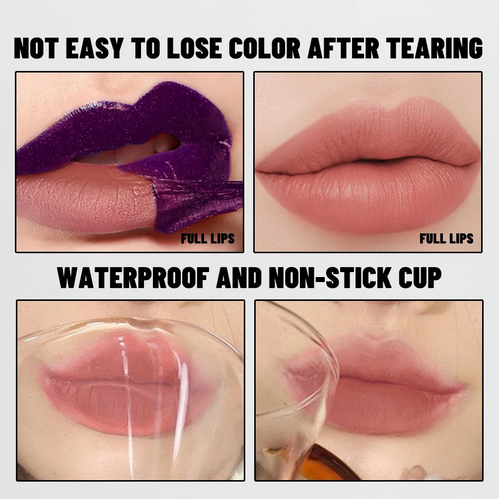 QIBEST Double Eneded Lip Stain Peel Off Long Lasting Waterproof Pink Lip Tint Transfer Proof Natural Lip Stain Tear Off Lipgloss