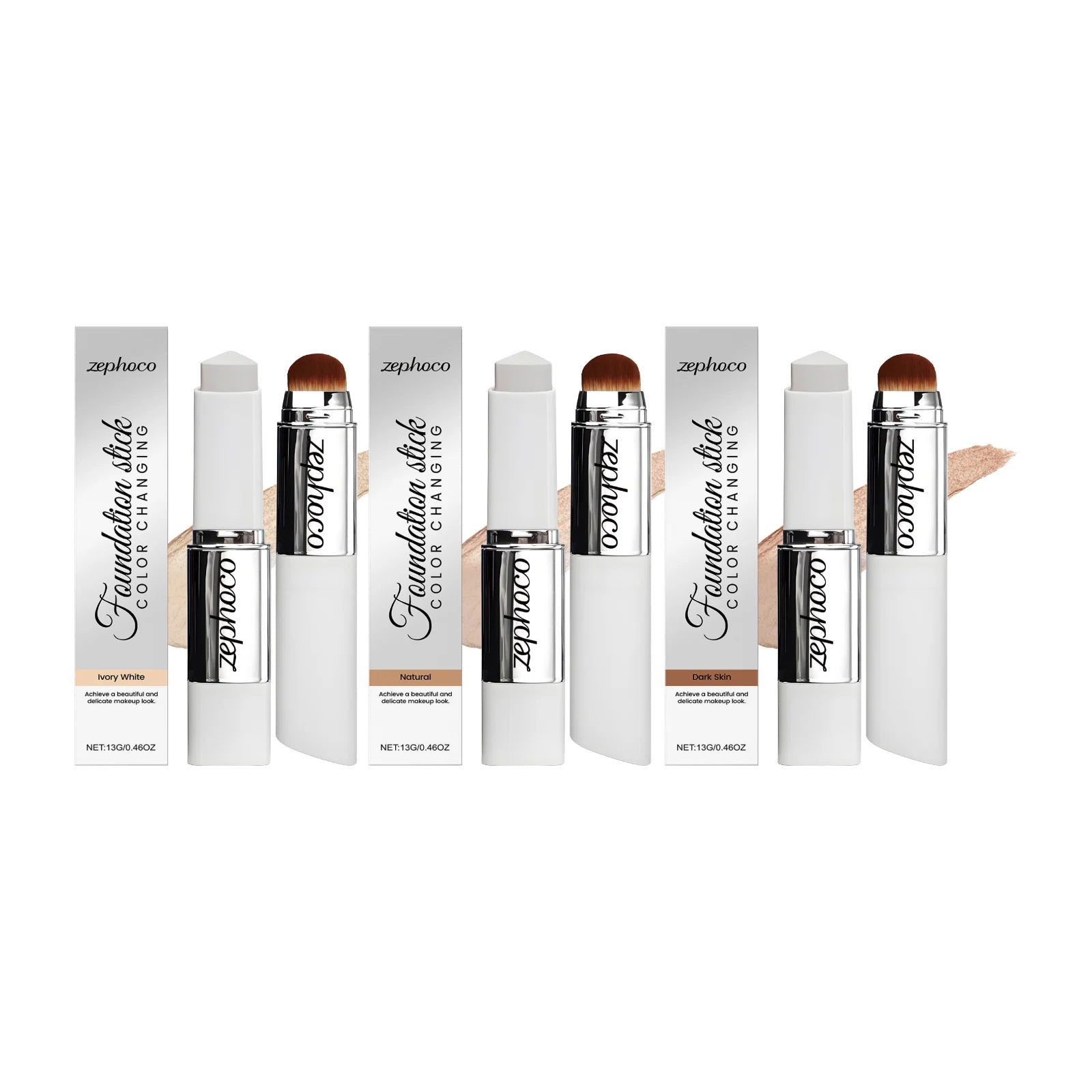 2-in-1 Color-Changing Foundation Stick Liquid Lightweight Moisturizing Brightening Foundation Color Changing for All Skin Types
