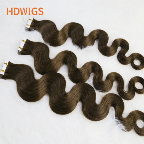 Body Wave Tape in Human Hair Extensions for Women HDWIGS 100% Real Human Hair Wavy Tape in Hair Extension Human Hair Ombre 613#