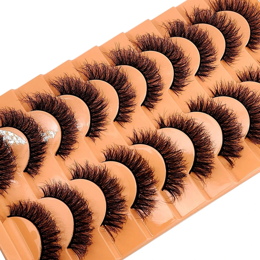 10 pairs of Russian striped eyelashes fluffy artificial mink eyelashes 3D fake eyelashes Russian curly eyelashes fake eyelashes
