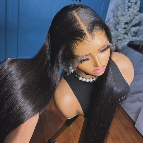 40 50 Inch Straight Human Hair Wig 13x6 HD Lace Frontal 100% Human Hair Wigs 250 Density Remy Pre Plucked Lace Front Closure Wig