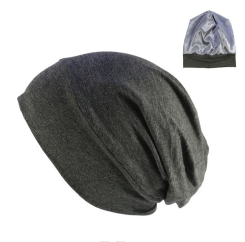 Satin Lined Hair Bonnet Hat For Women Men Bamboo Cotton Elastic Night Sleeping Cap Silk Skullies Beanie Hat Curly Hair Headwrap