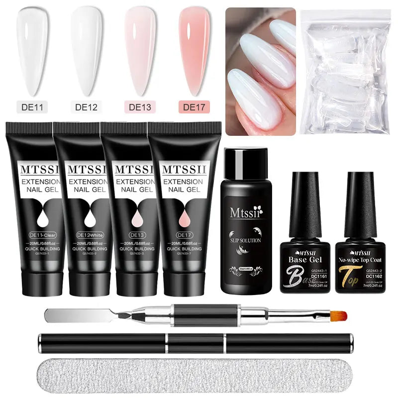 Mtssii 17PCS/Set 20ml Nail Extension Gel Set Builder UV Gel for Nails With 6W UV LED Lamp Nail Extension Tools Kit For Beginner