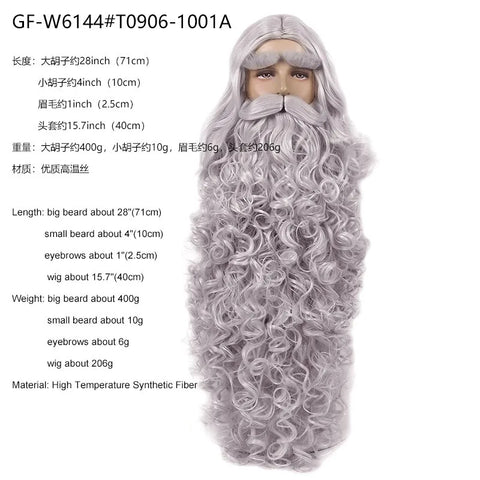 REEWES Christmas Santa Claus Hair Wig+Beard Set Cosplay Accessory Blonde synthetic  Wig For Men Halloween Dress Costume