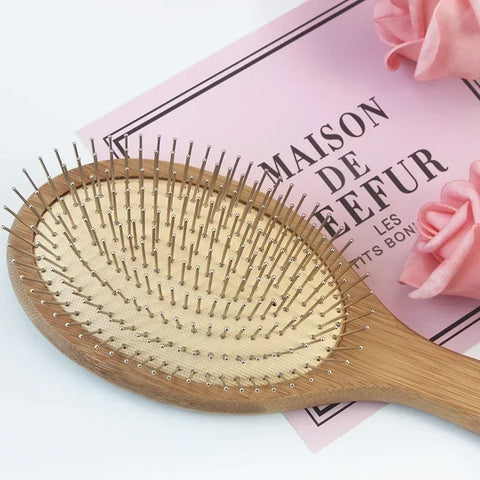 Wooden Steel Needle Air Cushion Comb Hair Brush Pin Hairbrush Scalp Massage Improve Hair Health Wood Paddle Detangling Comb