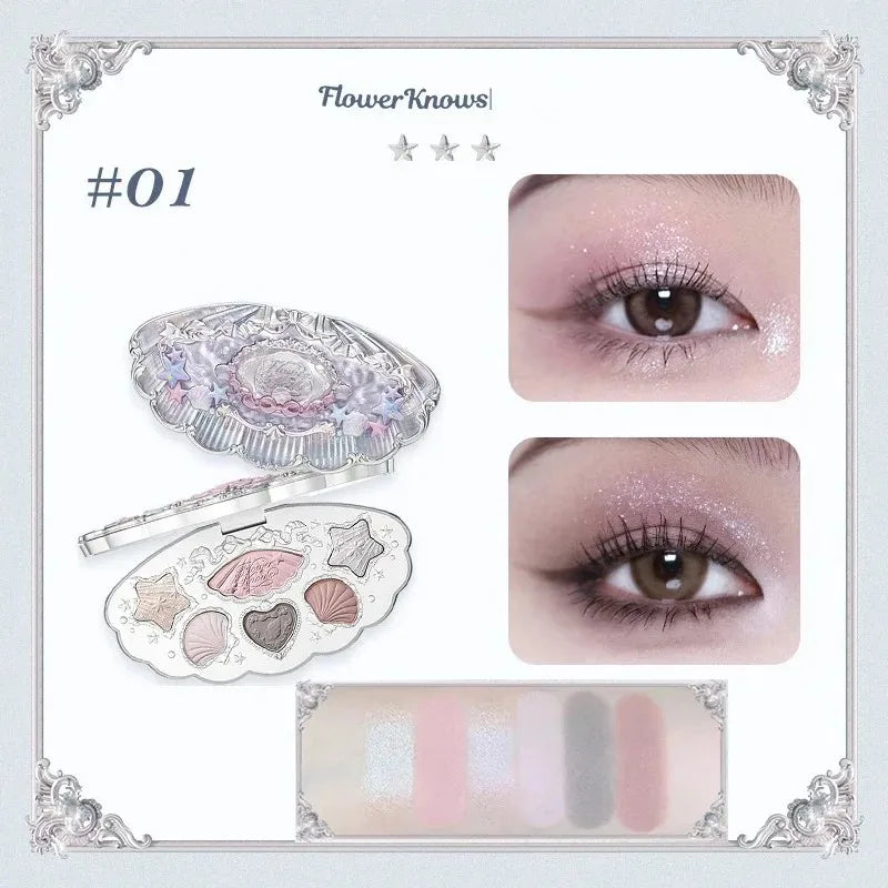 Flower Knows Makeup Swan Ballet Eyeshadow Palette Natural Nude Matte Shimmer Strawberry Cupid Glitter Pigment Eye Shadow Pallete