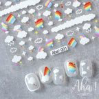 3D Nail Art Stickers  Translucence Moon/Star/Cloud Ultra-thin Nail Decals 3d Self-Adhesive White Cloud Moon Star Kawaii Sliders