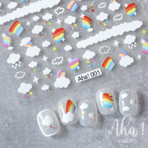 3D Nail Art Stickers  Translucence Moon/Star/Cloud Ultra-thin Nail Decals 3d Self-Adhesive White Cloud Moon Star Kawaii Sliders