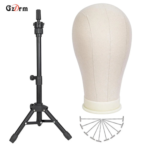 21inch 23inch Wig Head Mannequin Head with Wig Stand ,Manikin Canvas Head for Wigs Making Display with pins