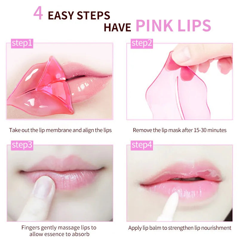 Pink Crystal Collagen Lip Mask Plump Lips Moisturizing Anti Wrinkles Nourishing Lip Patches Lips Plumper Skin Care Products