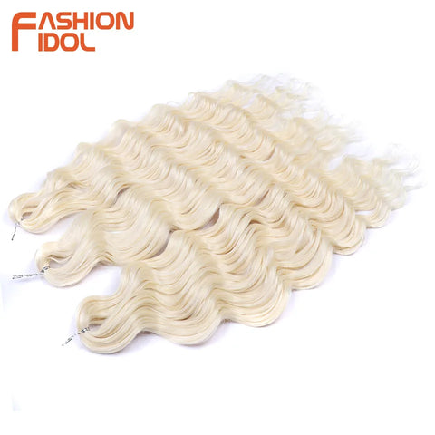 Anna Hair Synthetic Loose Deep Wave Braiding Hair Extensions 24 Inch Water Wave Braid Hair Ombre Blonde Twist Crochet Curly Hair