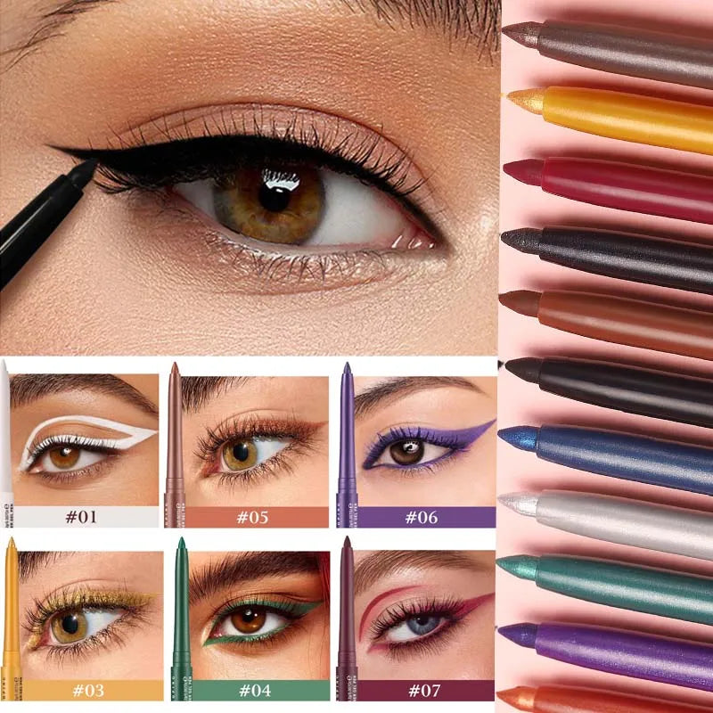Waterproof Eyeliner Gel Pencil Gold Brown Lying Silkworm Pen Soft Easy Wear High Pigment Matte Eyeliner Lasting Shiny Eye Makeup