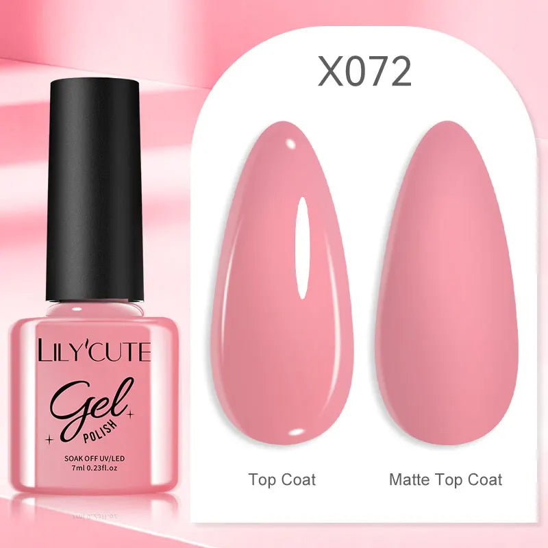 LILYCUTE Nude Crystal Rubber Base Gel Nail Polish Natural Color Semi Permanent UV Gel Soak Off Self Leveling Nail Gel Varnishes