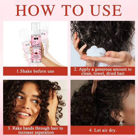 Curl Defining Mousse Long Last Smooth and Shine Curly Conditioner for Control Frizz Women Curls Moisturize Foam Styling Products
